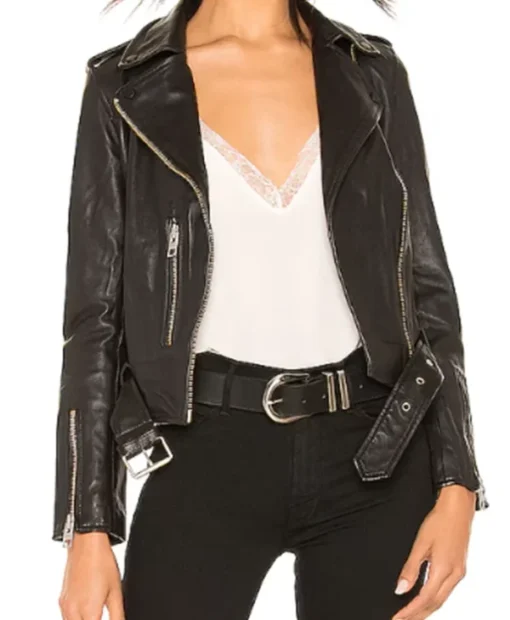 Matlock S01 Sarah Franklin Black Leather Jacket front