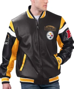 Pittsburgh Steelers Black Varsity Leather Jacket