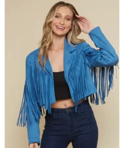 Women's Blue Fringe Jacket