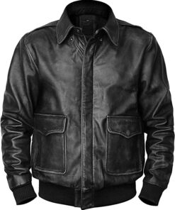 Aviator Black Bomber Leather Jackets for Men