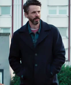 Dept. Q S01 Matthew Goode Black Wool Coat