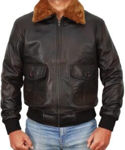 Flight Pilot British Bomber Leather Jacket Men