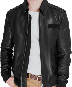 WWII Aviator Bomber Jacket Men, Black