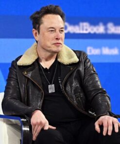 Dealbook Summit Elon Musk Shearling Leather Jacket