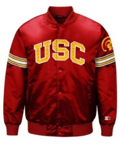 USC Trojans Football Red Satin Button-Up Jacket