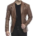2 Button Lambskin Leather Blazer