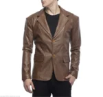 2 Button Lambskin Leather Blazer Sale