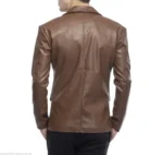 2 Button Lambskin Leather Brown Blazer