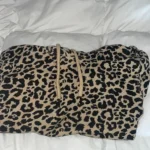 Hollister cheetah print cropped Black & Brown hoodie