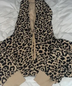 Hollister cheetah print cropped hoodie