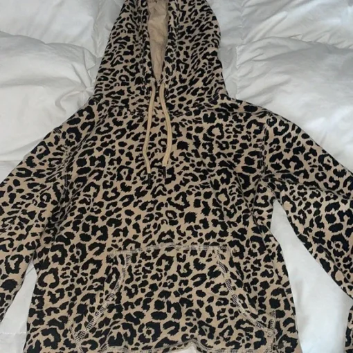 Hollister cheetah print cropped hoodie Sale