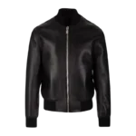 Plain Leather Bomber Jacket