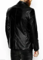 Slim Fit Leather Black Blazer Sale