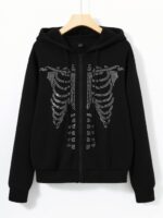 Y2K Rhinestone Skeleton Hoodie
