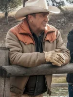 Yellowstone John Dutton Cotton Beige & Orange Jacket