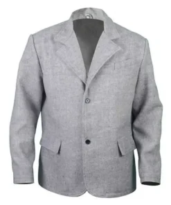 Mens Grey Wool Blend Single Breasted Blazer