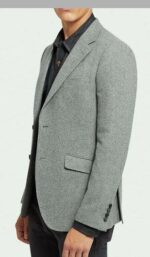 Mens Grey Wool Blend Single Breasted Blazer Sale