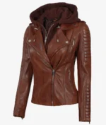 Women Leather Brown Jacket