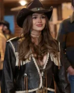 Brilliant-Minds-S02-Celeste-Desjardins-Fringed-Leather-Jacket