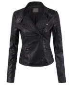 Vanderpump-Rules-S12-Demy-Selem-Black-Quilted-Moto-Biker-Leather-Jacket front