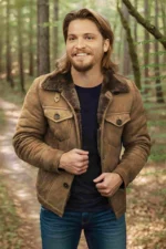 Luke Grimes Suede Leather Jacket front